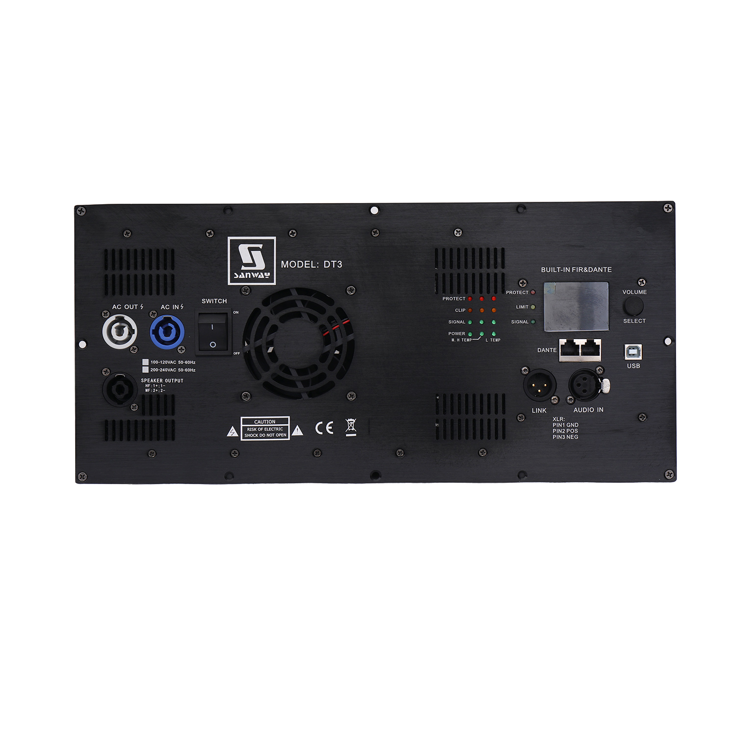 DT3 3 Channel FIR DSP Dante Audio Plate Amplifier Module for Line Array System