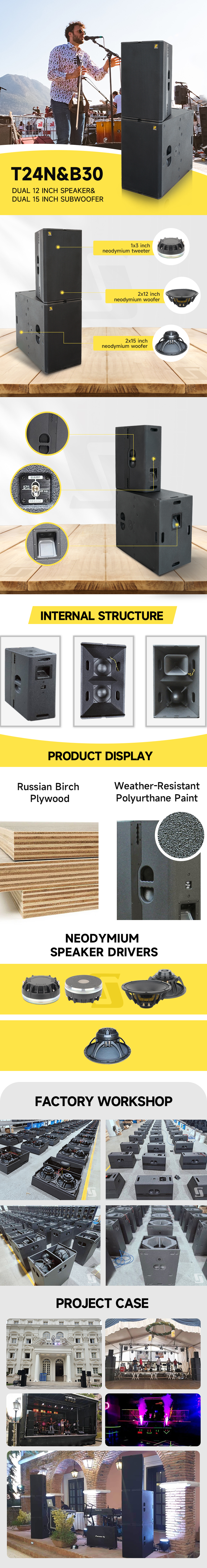 T24N&B30 speaker details T24N dual 12 inch speakers